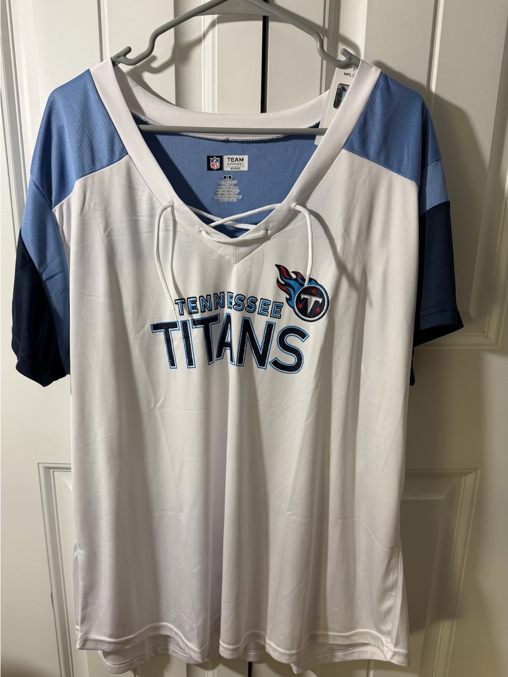 Team Apparel Tennessee Titans White, Light Blue & Navy Lace-Up Jersey